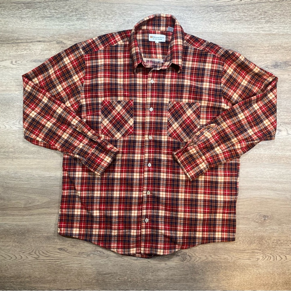 Bud Berma The Highlander Flannel Shirt XL Plaid Red Blue Vintage